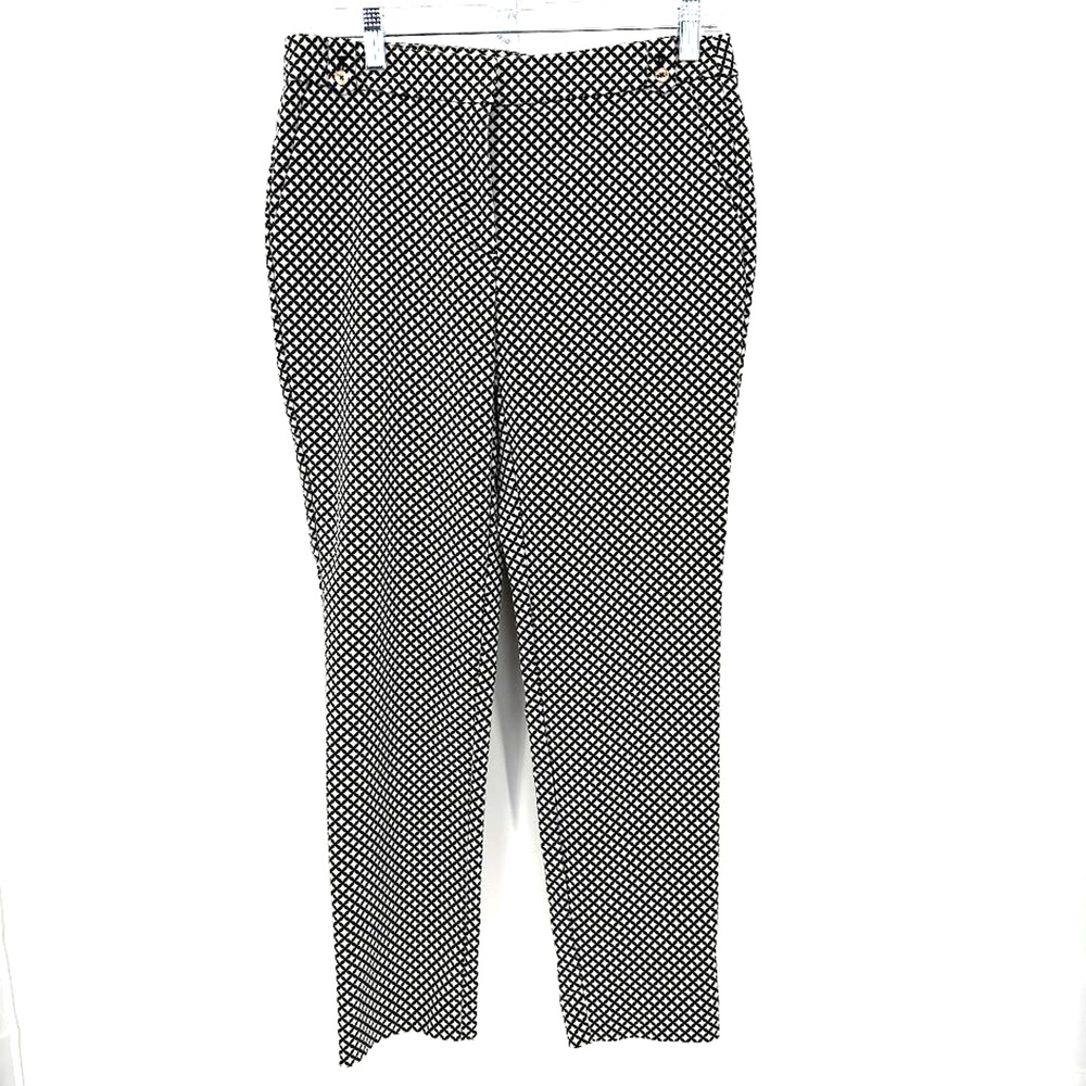 Jones Studio Women’s Pants Size 4 Black White Geometric Print Ankle Trousers Car